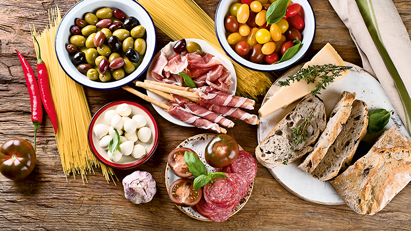 Italian food background. Healthy eating. Top view
