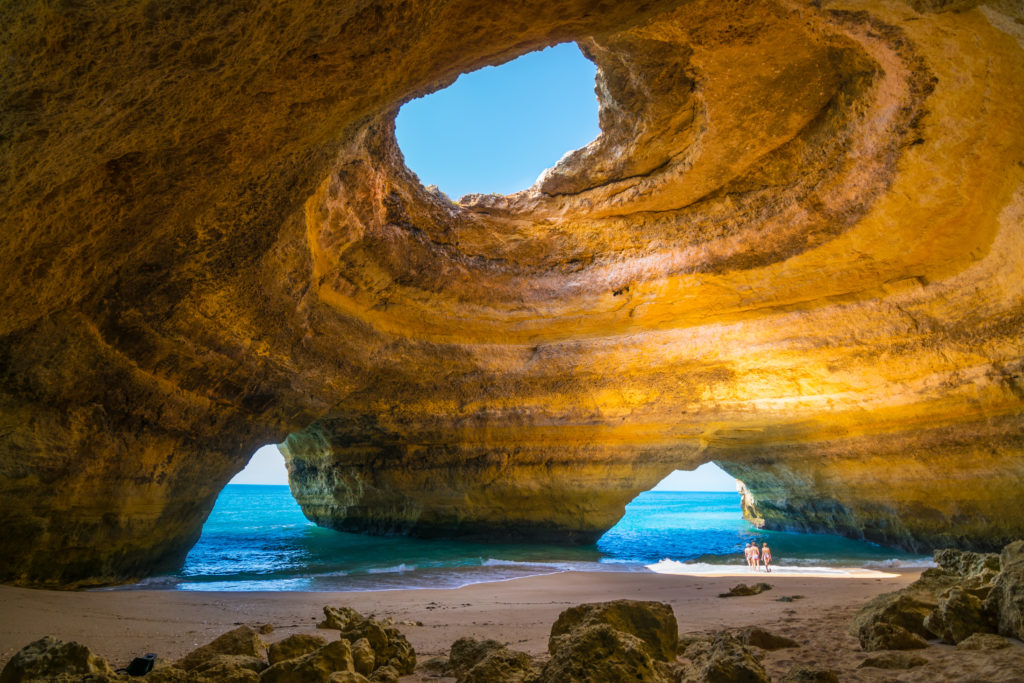 Carvoeiro, Portugal - June, 10, 2015 - Tourists enjoy a beautifu