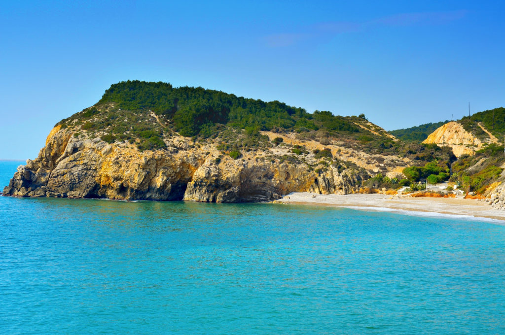 view of Home Mort Beach in Sitges, Spain