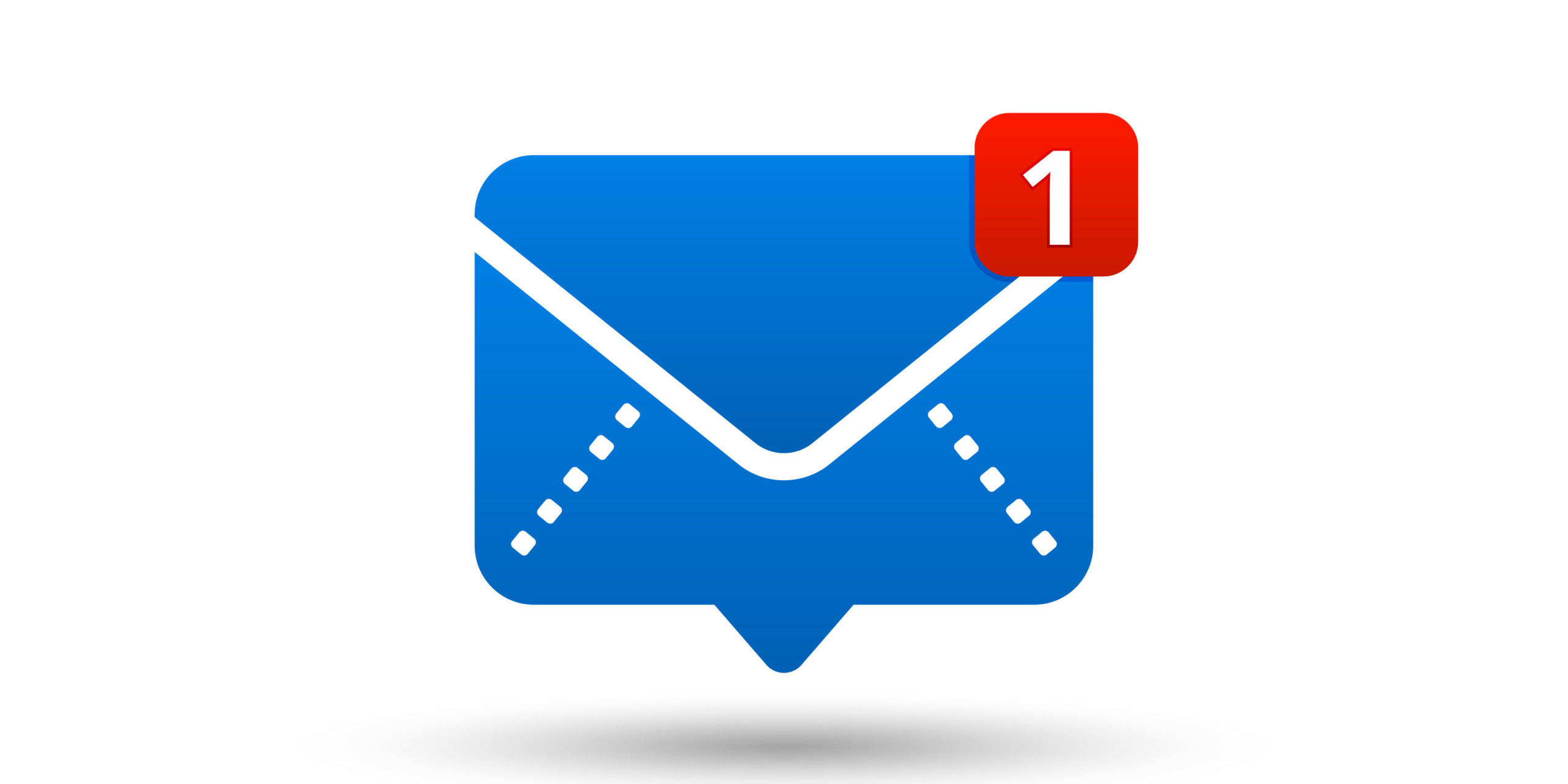 New message icon with notification. Envelope pointer with incoming message. Social media chat communication. New e-mail. Vector illustration